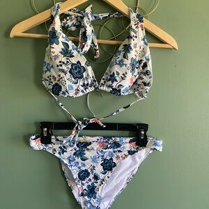 Daniel Cremiux Floral Bikini Set in Blue and White